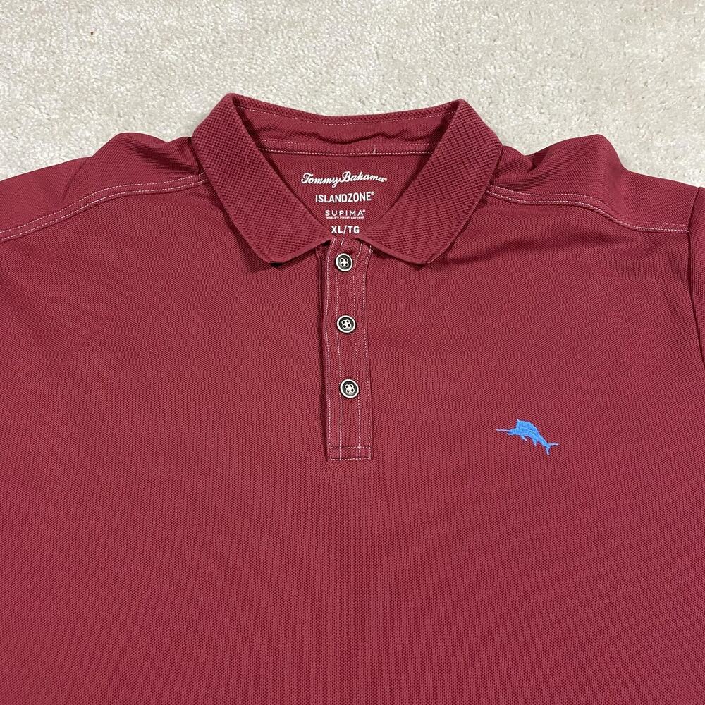 Tommy Bahama Polo Shirt Mens XL Red IslandZone Long Sleeve Performance Supima - Picture 3 of 8